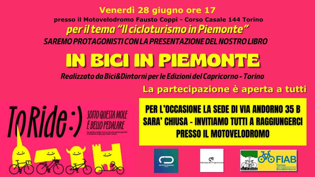 AVVISO - Sede chiusa per Tour à Turin bici &Dintorni
